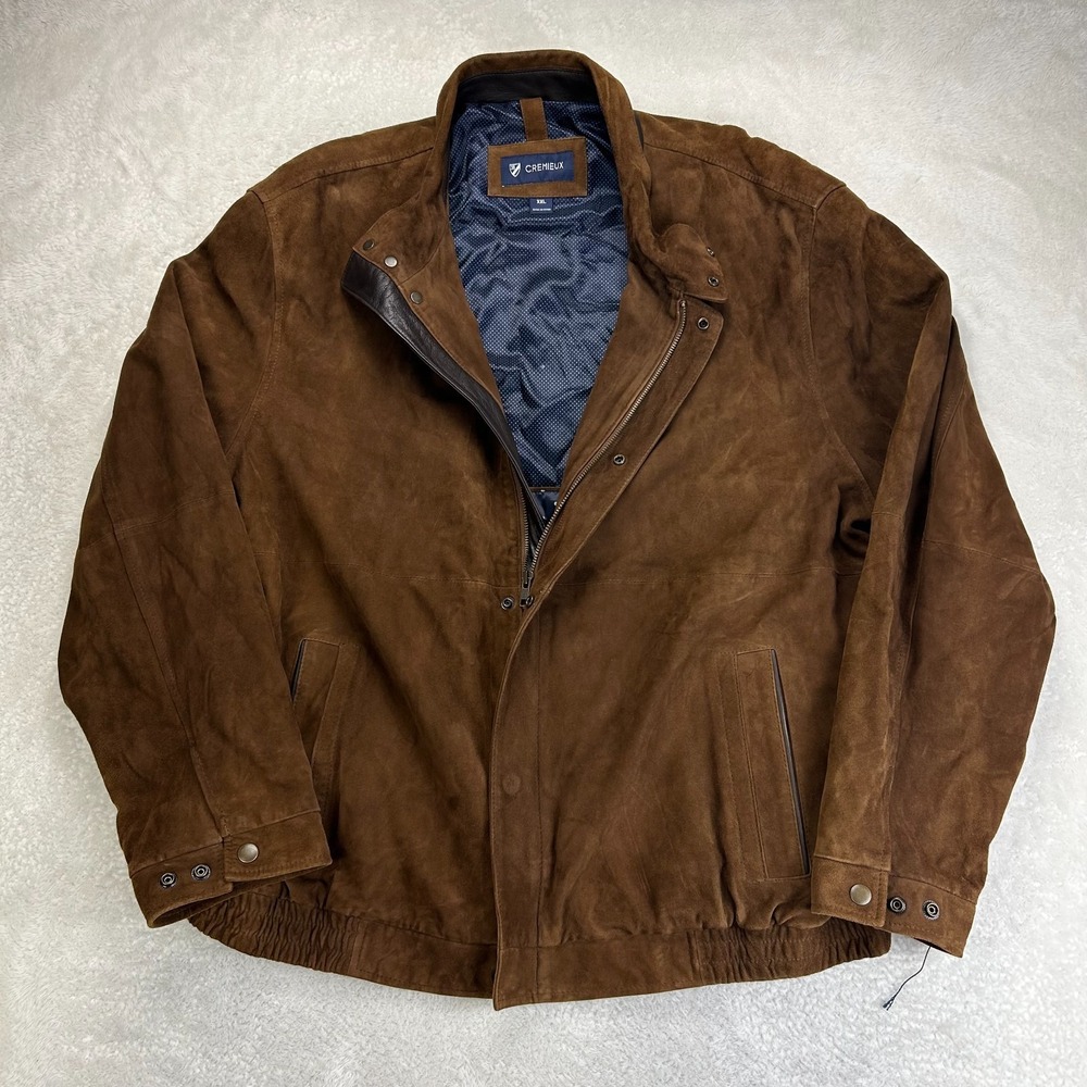 Vintage Cremieux Suede Bomber Jacket Mens 2XL Brown Genuine Leather Outdoor